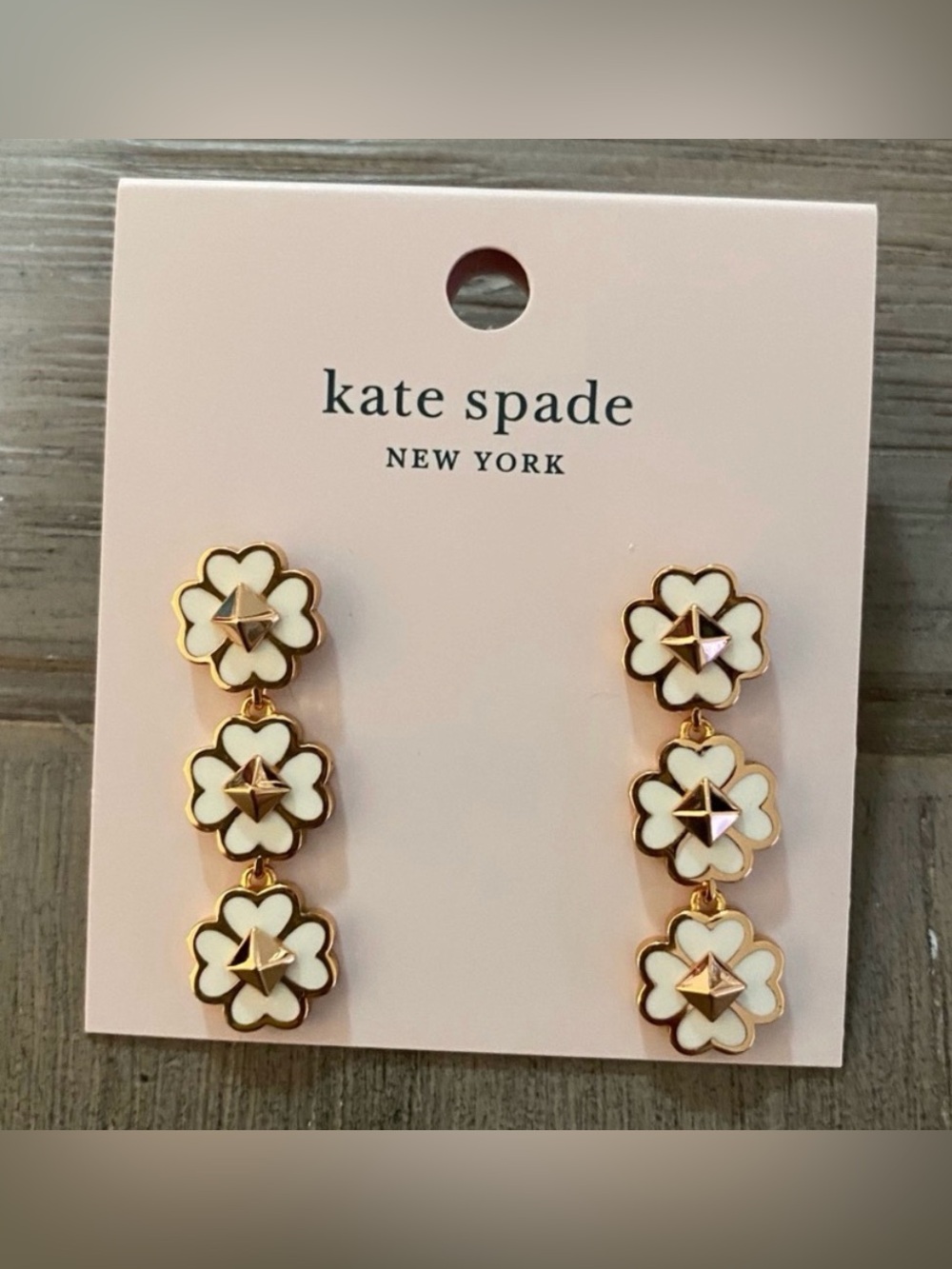 NWT Kate Spade New York Spade 3-Flower Drop Earrings